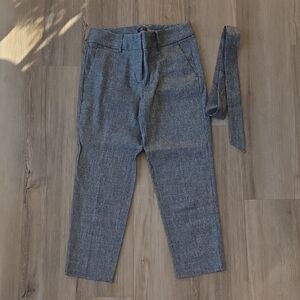 Loft Womens Gray Pants With Tie Belt